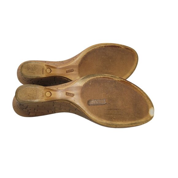 Vtg Vegan Handmade Italian Wedge Sandals Sz 10‎ Aqua Knotted Open Toe Resort - Picture 9 of 11